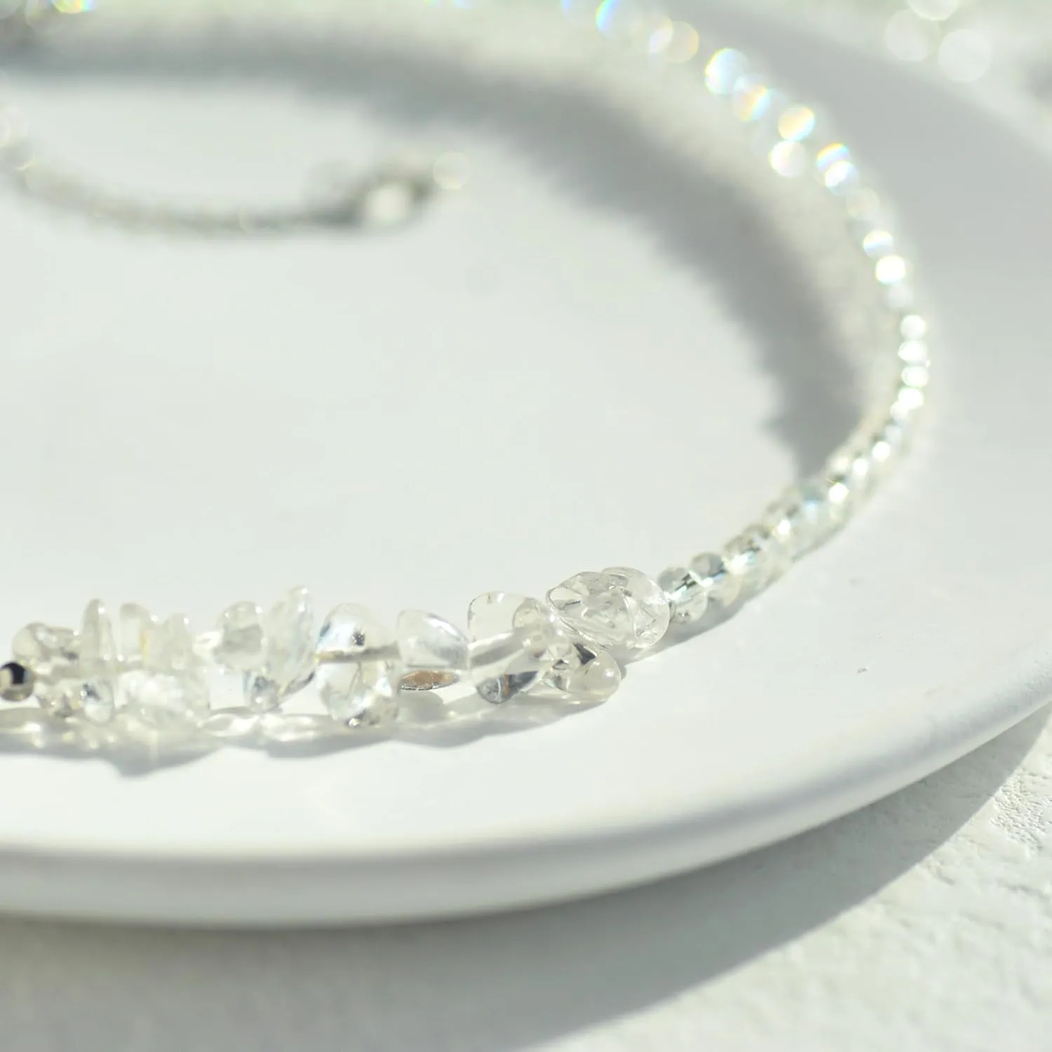 Crystal Seed Bead & Stone Choker Necklace, Natural Stone Beaded Necklaces for Women Trendy Handmade Jewelry