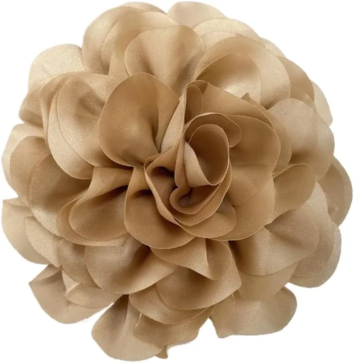 Dainty Camellia Flower Large Brooch Lapel Pins Delicate Elegant Handmade Big Fabric Rose Flower Brooches Pin Classic for Wedding Party Dance Banquet for Women Dress Suit Ceremony Clothes Accessories JewelryGifts 130mm