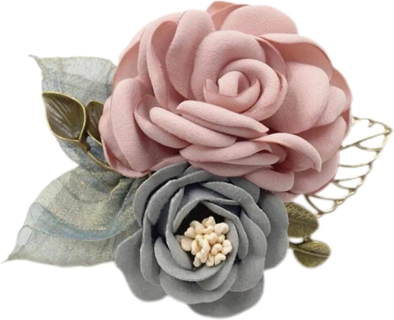 Dainty Rose Flower Brooch Pearl Brooch Pins for Women Crystal Pearl Fabric Flower Lapel Pin Dress Fashion Wedding Party Anniversary Mother's Day Gift
