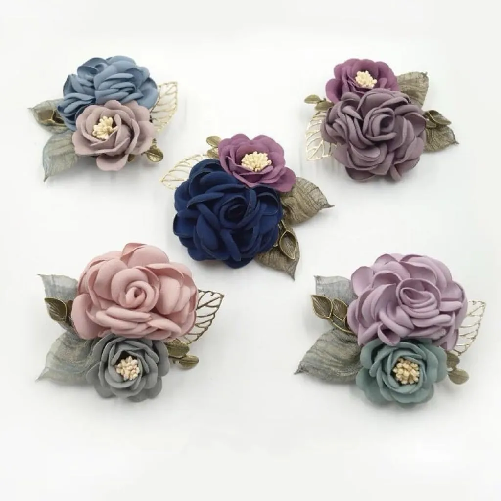 Dainty Rose Flower Brooch Pearl Brooch Pins for Women Crystal Pearl Fabric Flower Lapel Pin Dress Fashion Wedding Party Anniversary Mother's Day Gift