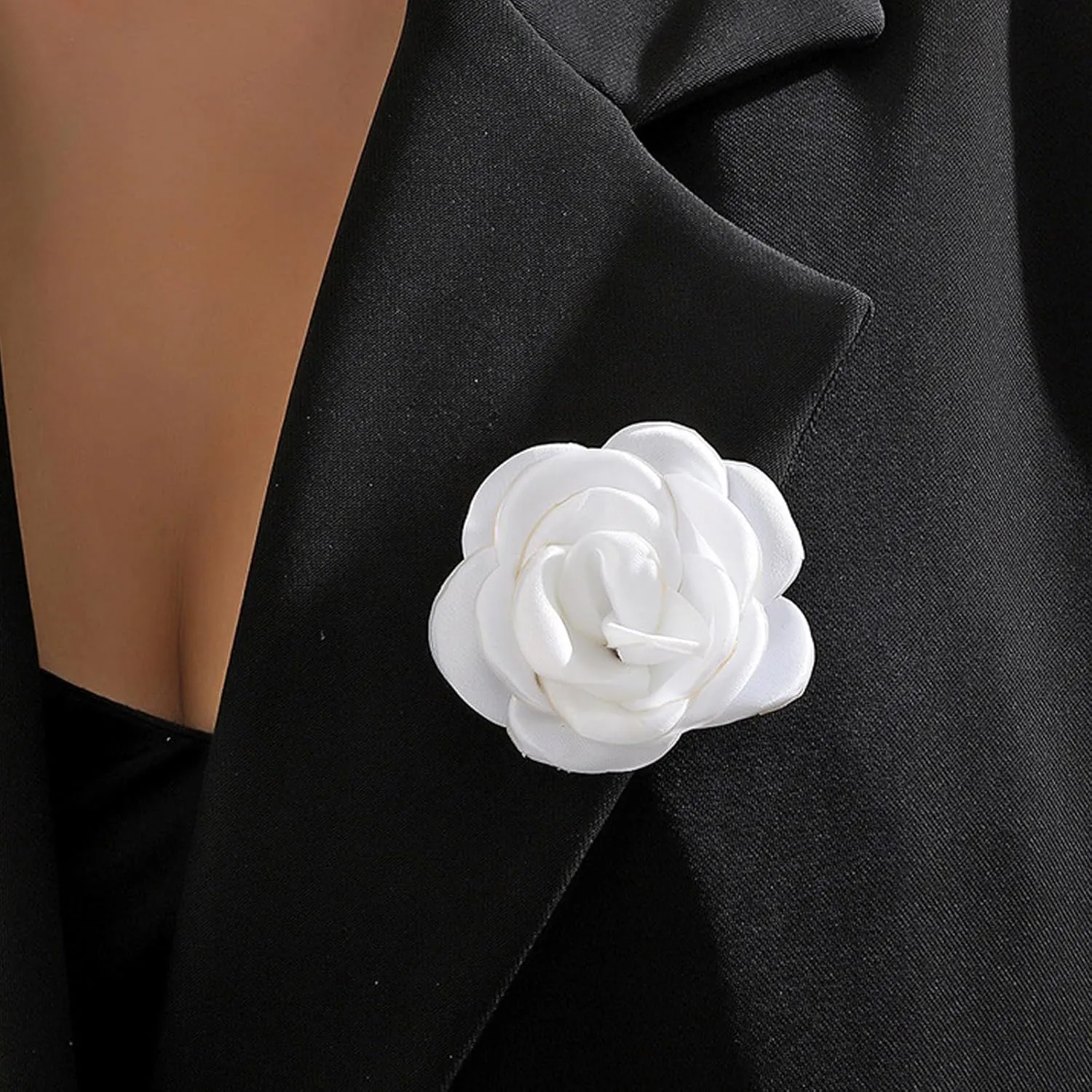 Dainty Satin Fabric Rose Flower Brooches Lapel Pins for Women,Vintage Elegant Silk Camellia Flower Safety Brooch Hair Clip Pins Shawl Clips Clothes Accessories Wedding Party