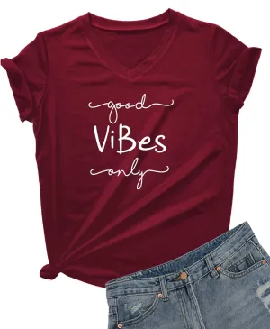 DANVOUY Womens Causal Short Sleeve V-Neck T-Shirt Graphic Tees
