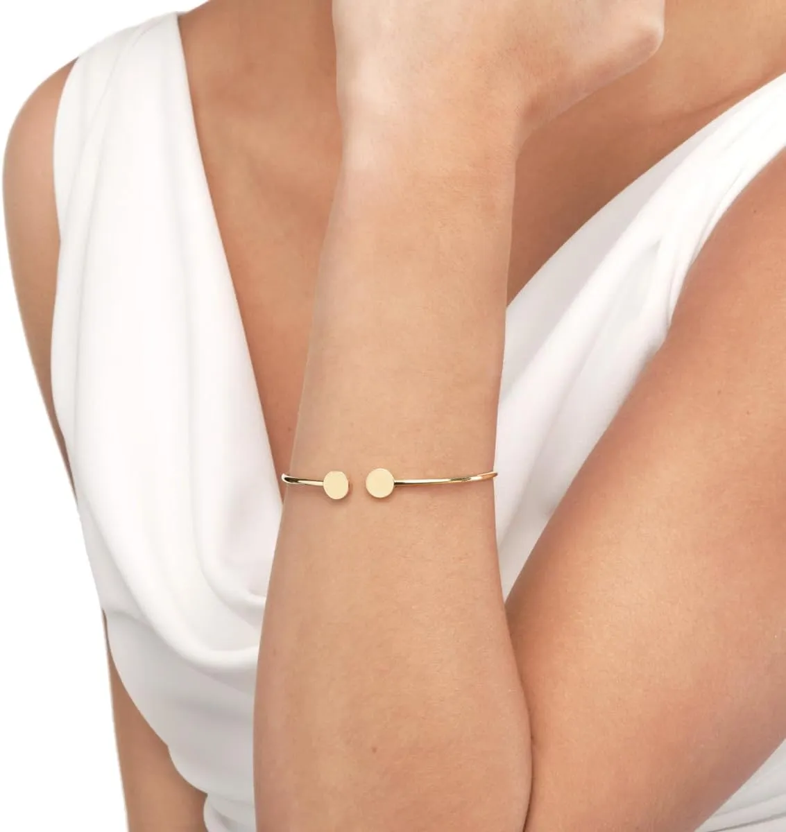 Disc Cuff Bangle - 14K White Gold