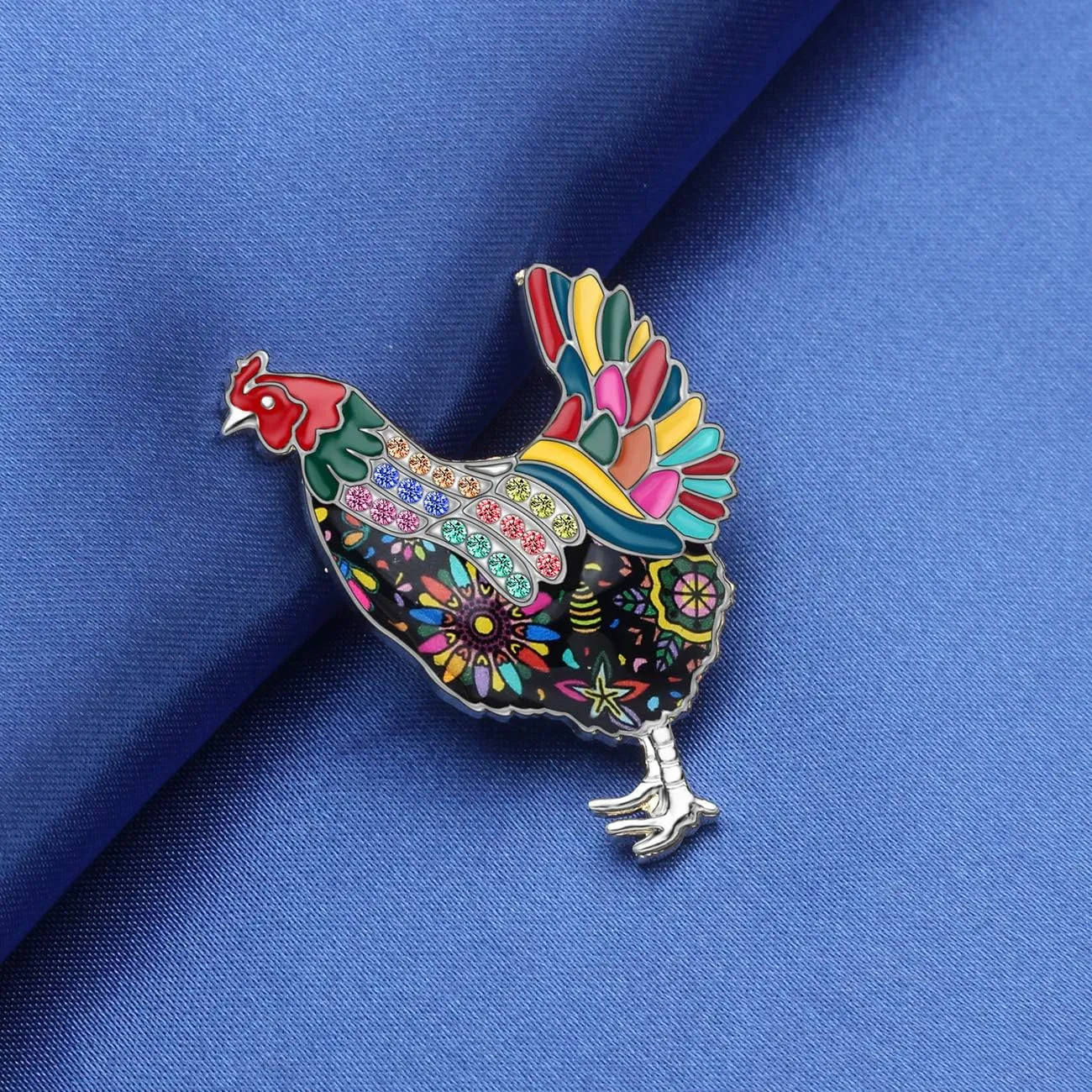 DOWAY Floral Enamel Chicken Pin Lapel Cute Rhinestone Farm Animals Hen Brooch Accessories Jewelry for Women Girls Charms Rooster Chickens Gifts