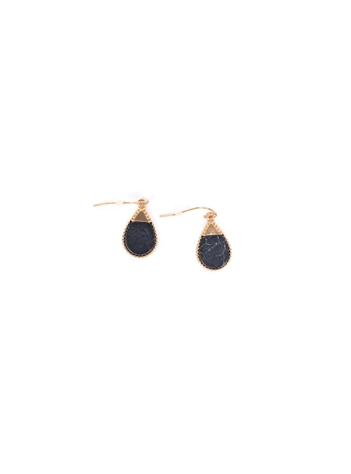 Drop Stone Earrings, Negro