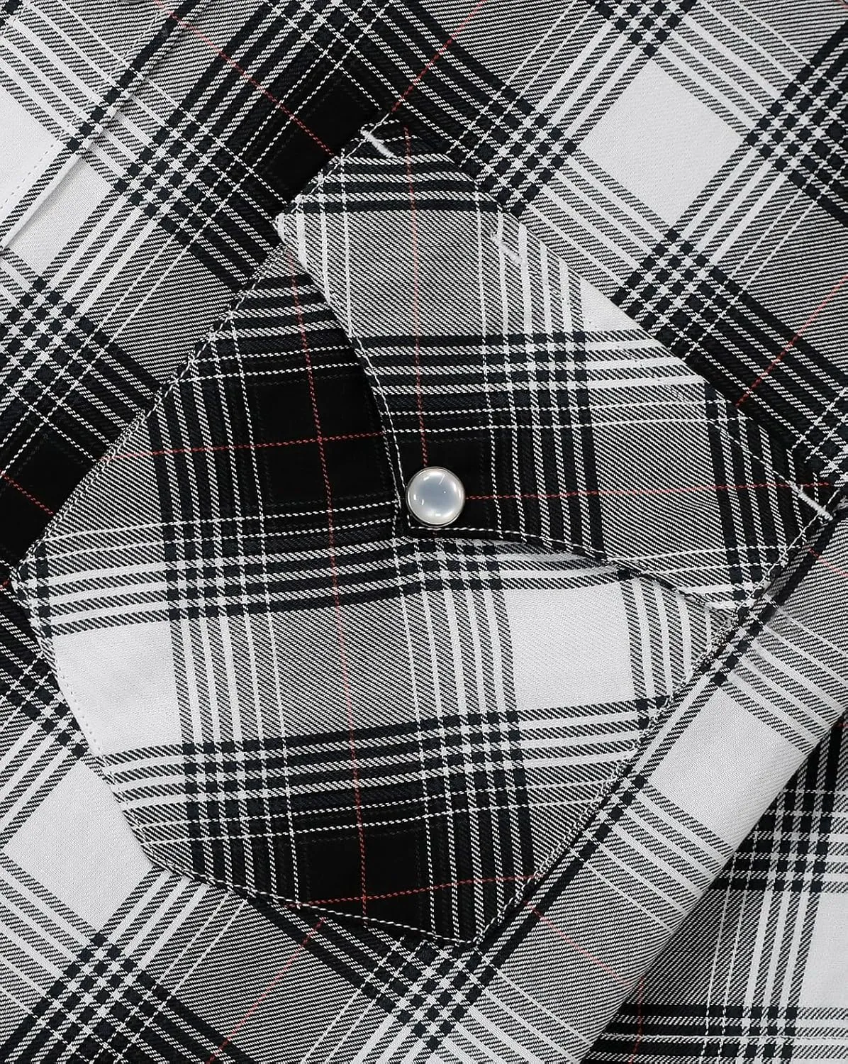 Dubinik?50% Viscose derived from Bamboo,50% Polyester Mens Short Sleeve Western Cowboy Pearl Snap Casual Plaid Shirts for Men