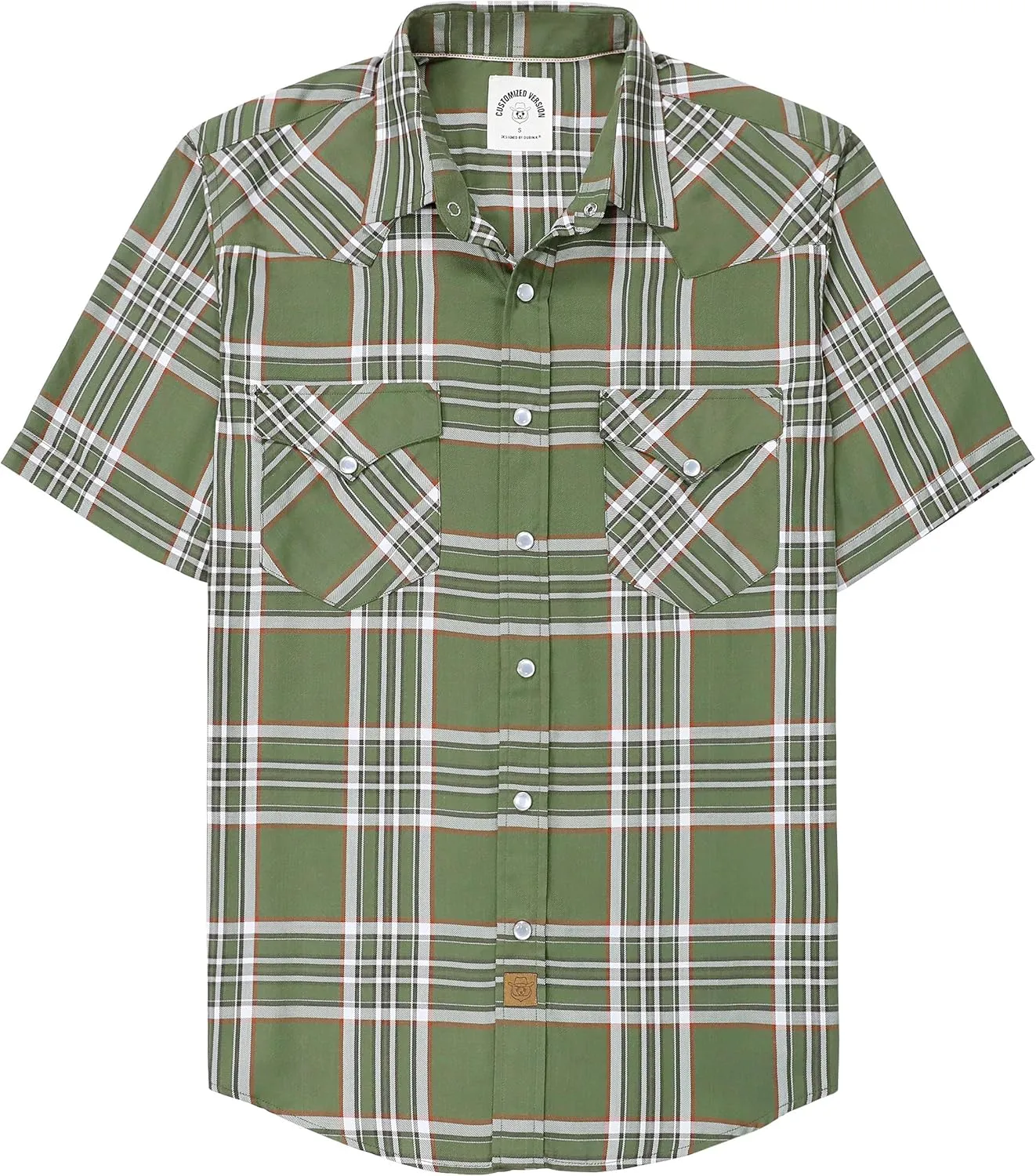 Dubinik?50% Viscose derived from Bamboo,50% Polyester Mens Short Sleeve Western Cowboy Pearl Snap Casual Plaid Shirts for Men