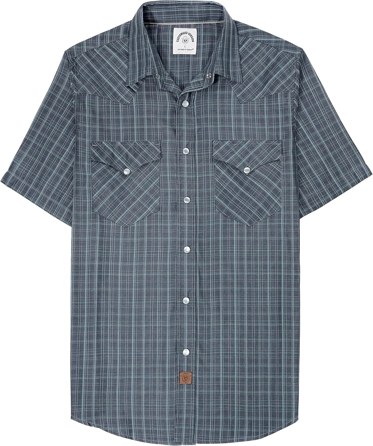 Dubinik?50% Viscose derived from Bamboo,50% Polyester Mens Short Sleeve Western Cowboy Pearl Snap Casual Plaid Shirts for Men