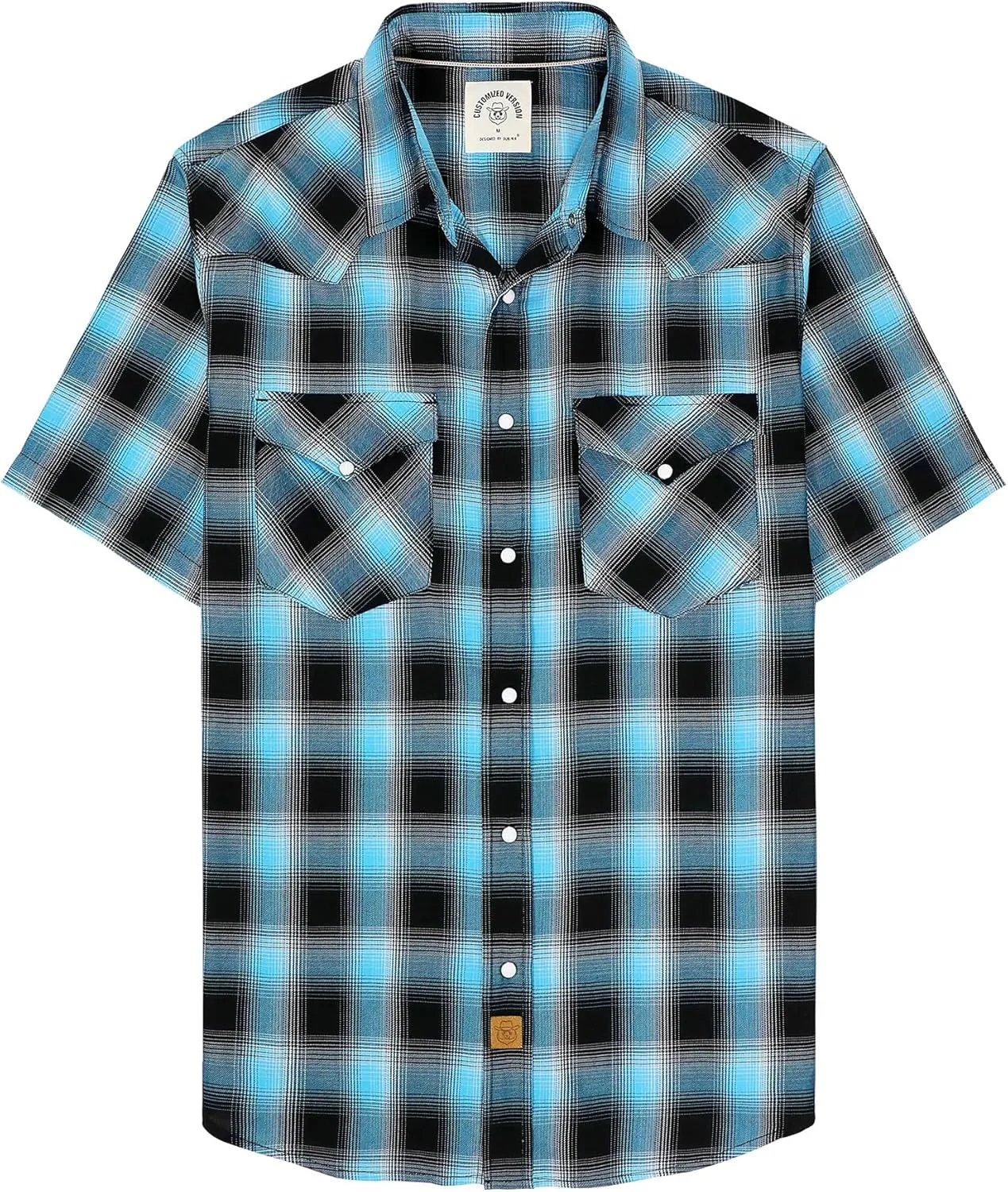 Dubinik?50% Viscose derived from Bamboo,50% Polyester Mens Short Sleeve Western Cowboy Pearl Snap Casual Plaid Shirts for Men