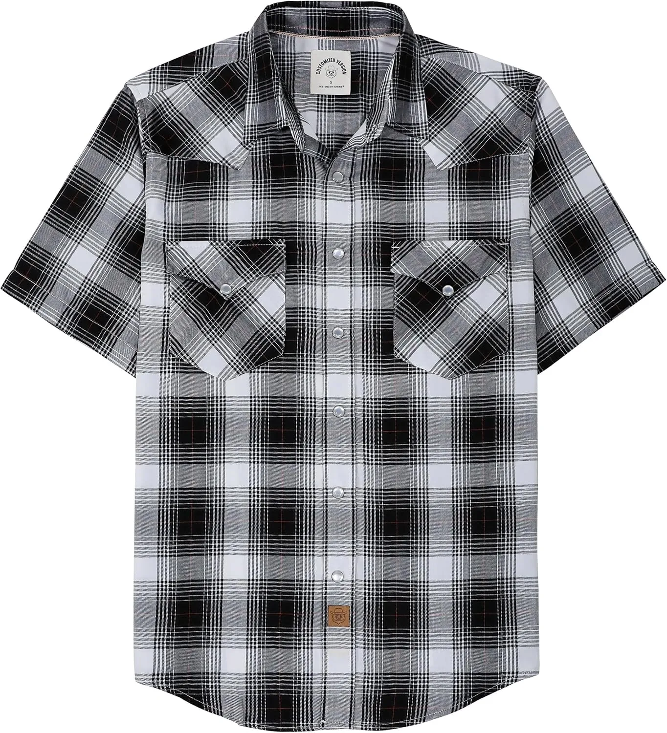 Dubinik?50% Viscose derived from Bamboo,50% Polyester Mens Short Sleeve Western Cowboy Pearl Snap Casual Plaid Shirts for Men