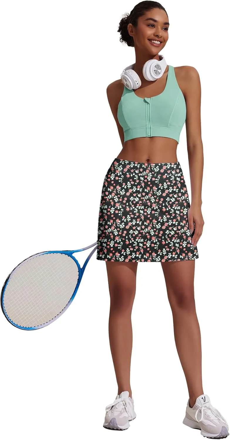 Ekouaer Women Tennis Skirt High Waisted Active Performance Golf Skort Lightweight Skirt with Shorts Pockets Running Workout