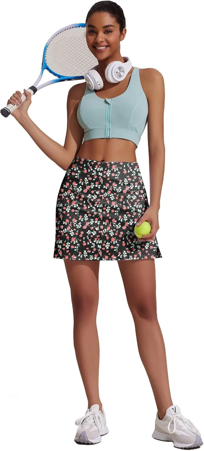 Ekouaer Women Tennis Skirt High Waisted Active Performance Golf Skort Lightweight Skirt with Shorts Pockets Running Workout