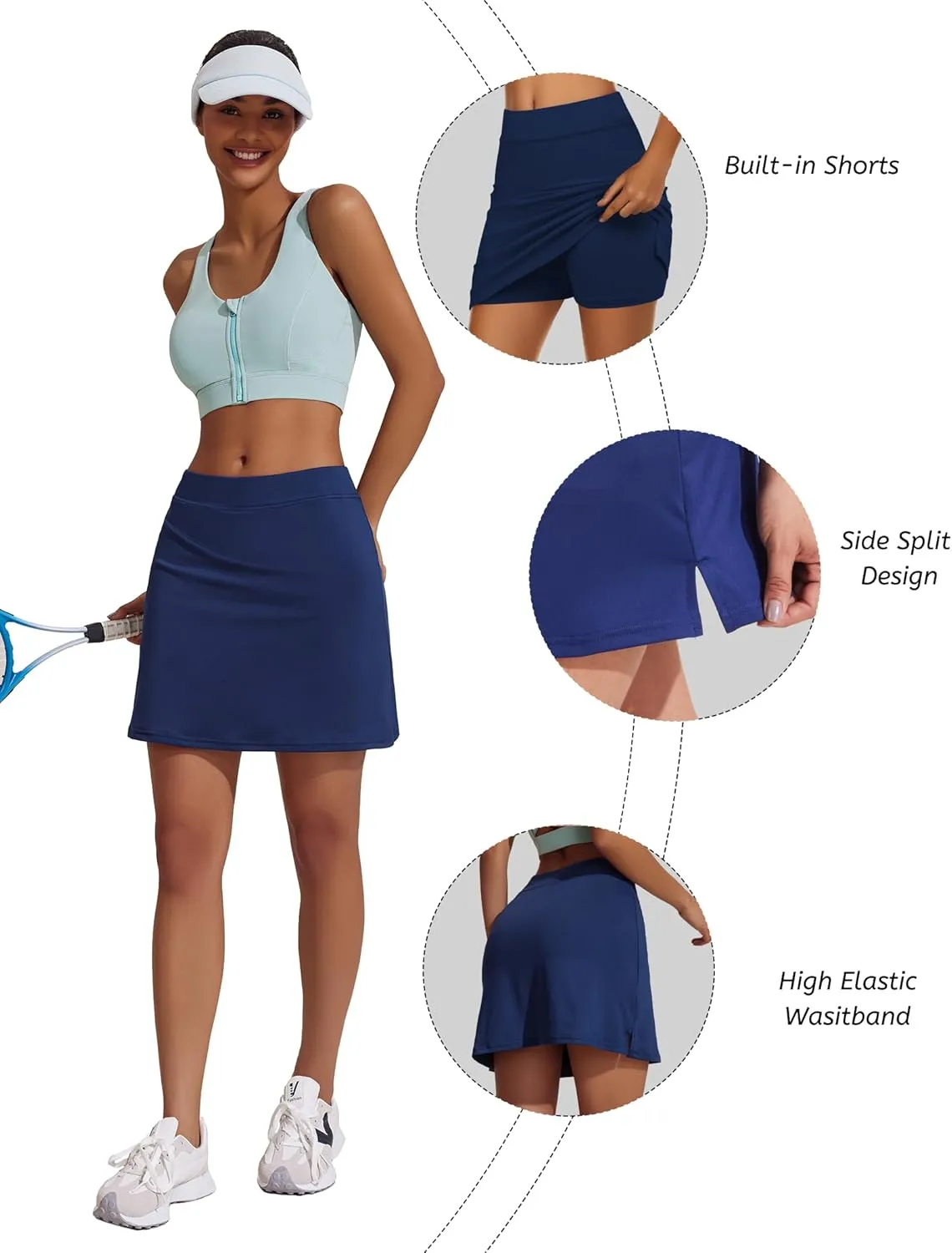 Ekouaer Women's Active Performance Skort Lightweight Skirt for Running Tennis Golf Workout Sports