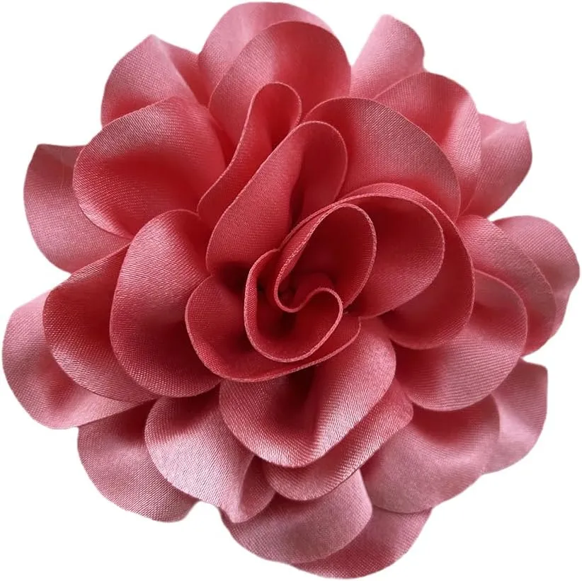 Elegant Dainty Satin Fabric Rose Flower Extra Large Big Brooches Pins Silk Camellia Flower Oversized Brooch Pin Wedding Party Dance Banquet Dress Accessories Jewelry Gifts for Women