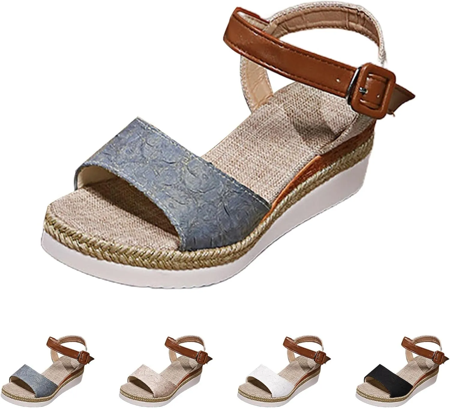 Espadrilles Wedges for Women Summer Dressy Slip On Orthopedic Sandals with Arch Support Open Toe Ankle Strap Beach Boho Sandals