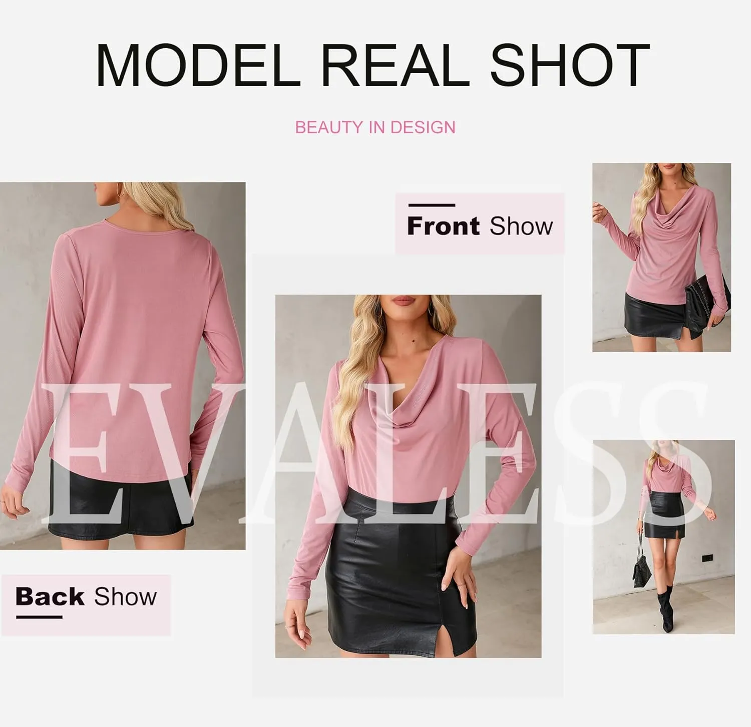 EVALESS Womens Tops Cowl Neck Shirts Long Sleeve Teacher Clothes Office Business Dressy Casual Blouse 2025 Spring Summer