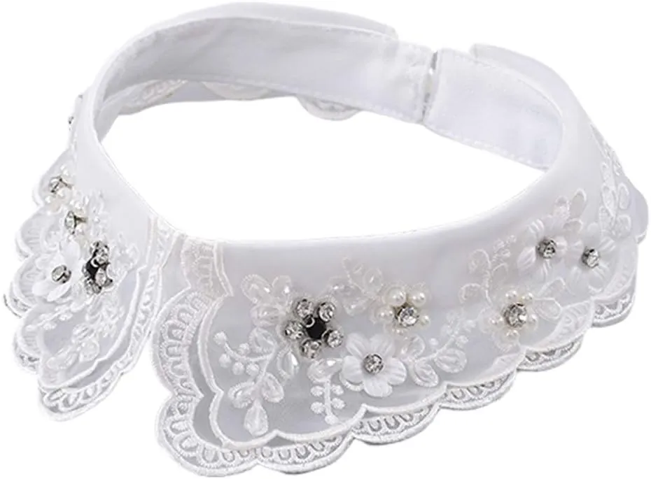 False Collar Necklace for Women Neckline Choker Detachable Blouse False Collar Necklace Beaded Collar Blouse White