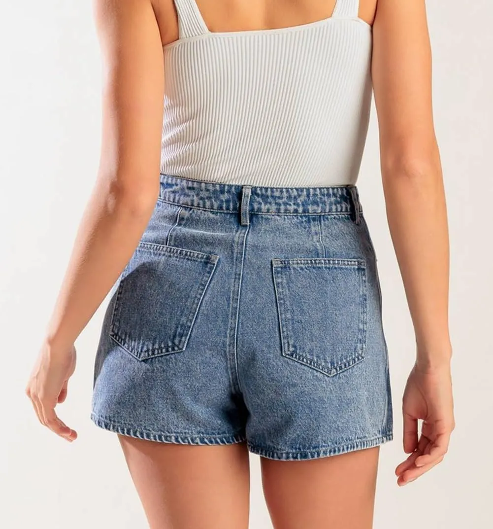 Faretumiya 2 Piece Denim Skirt Set Women Short Sleeve Vneck Crop Shirt High Waist Mini Skirt Jean Skort Set Going Out Outfit