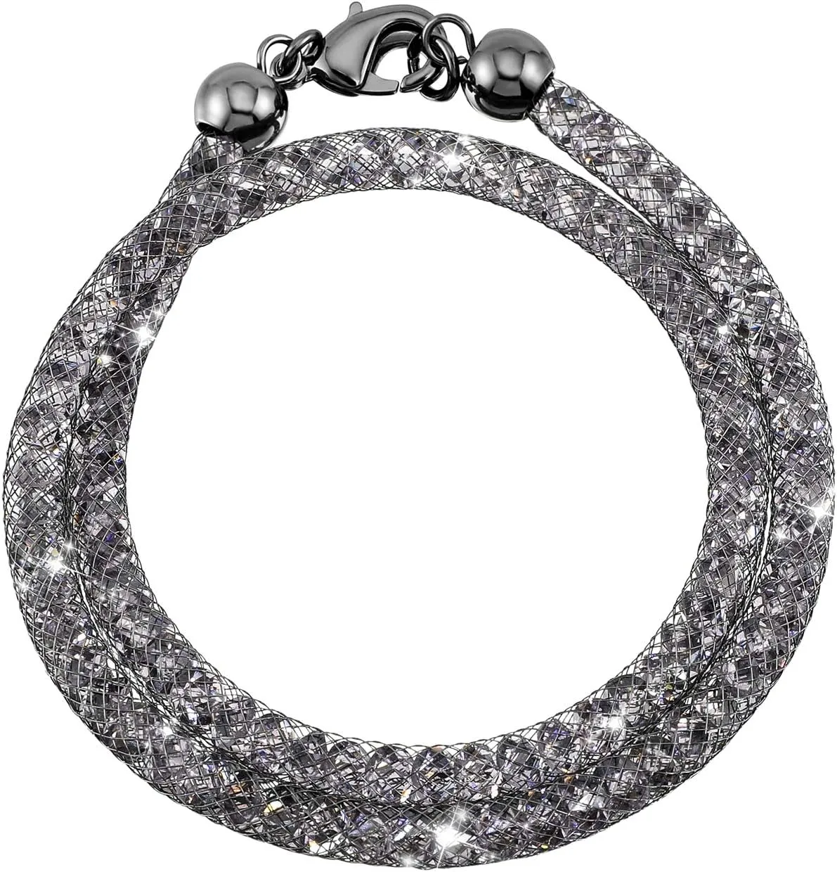 Fashion Mesh Bracelet Crystals Fishnet Bracelets Silver Bangle for Women