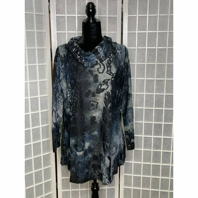 Faux Velvet Cowl Neck Top
