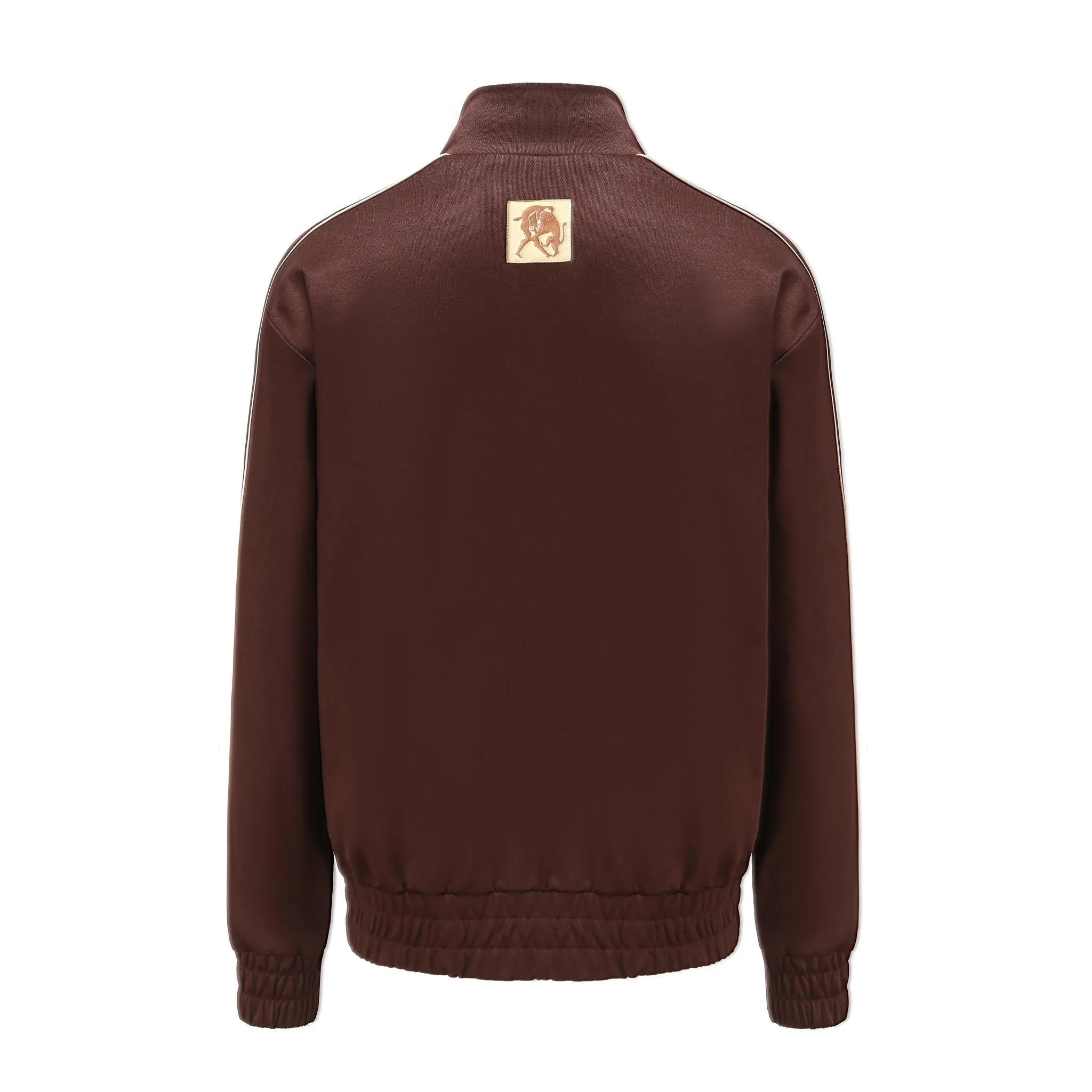 Flocked Lion Junior Retro Sports Zipper Jacket Dark Brown
