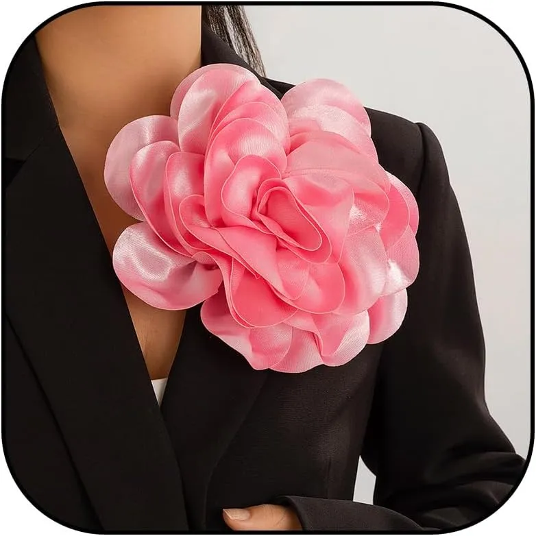 Flower Brooch Pin for Women Fabric Flowers for Dresses Floral Pins Flower Oversized Brooch Pin for Women