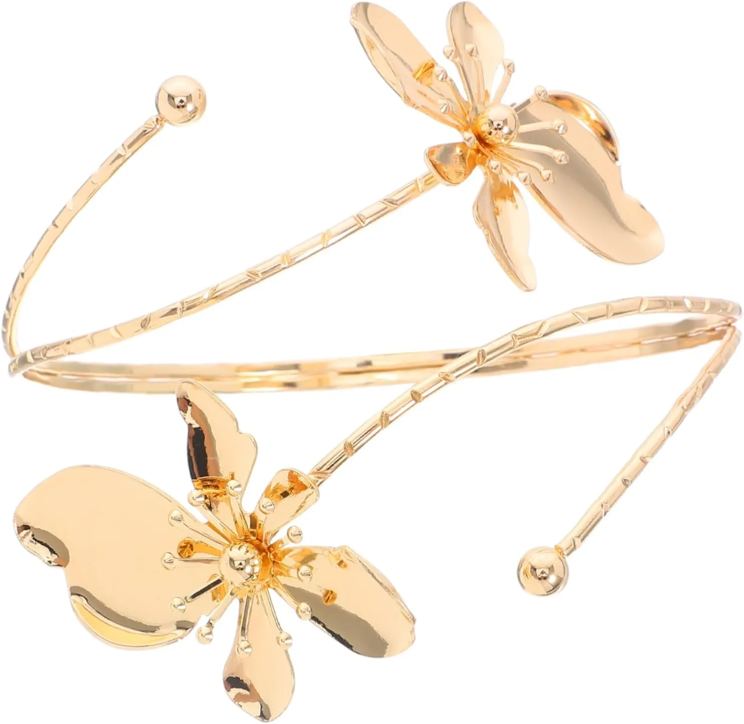 FRCOLOR Stylish Open Cuff Bracelet for Women Elegant Metal Flower Design for Parties Weddings and Everyday Wear Unique Chic Arm Jewelry Luxurious Detailing