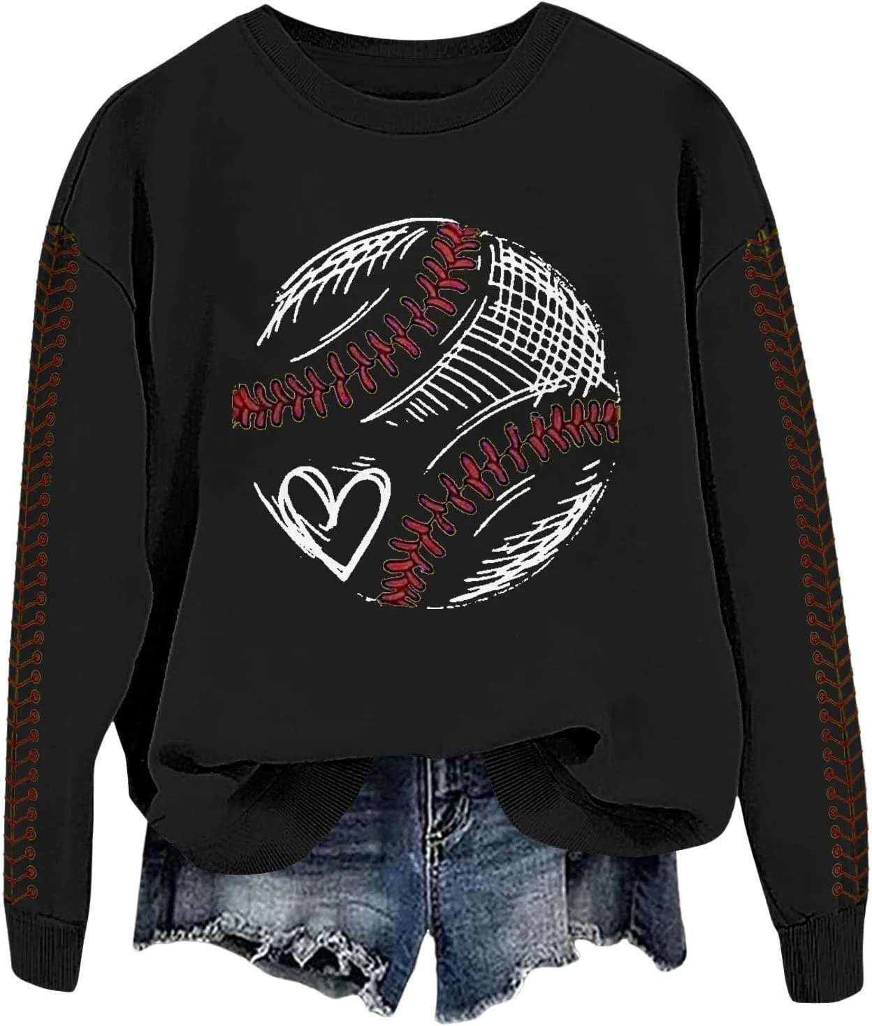 Game Day Sweatshirt Women Crew Neck Football Baseball Mom Shirts Loose Casual Long Sleeve Cute Graphic Pullover Tops