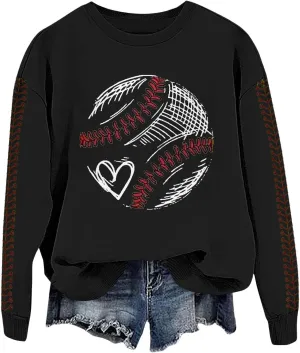 Game Day Sweatshirt Women Crew Neck Football Baseball Mom Shirts Loose Casual Long Sleeve Cute Graphic Pullover Tops