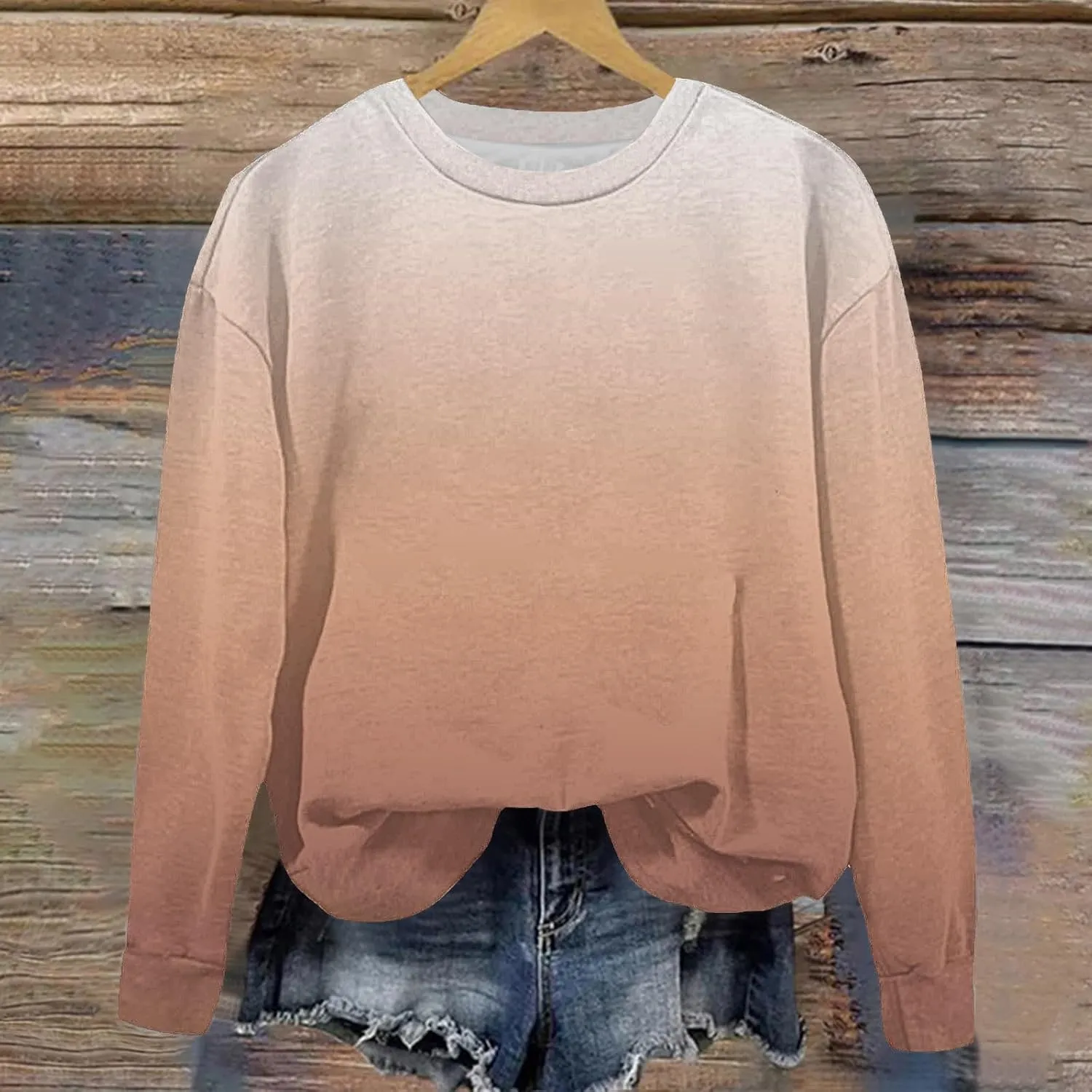 Girls and Boys Gradient Sweatshirt Crewneck Pullover Fleece Lined Sweatshirts Fashion Blouses Long Sleeve Shirt