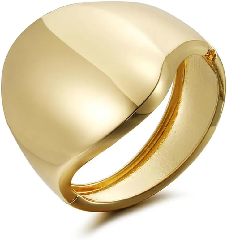 Gold Cuff Bangle Bracelets for Women Men, 18K Gold Plated Wide Chunky Punk Cuff Bracelets Irregular Smooth Surface Wrist Wrap Bracelet