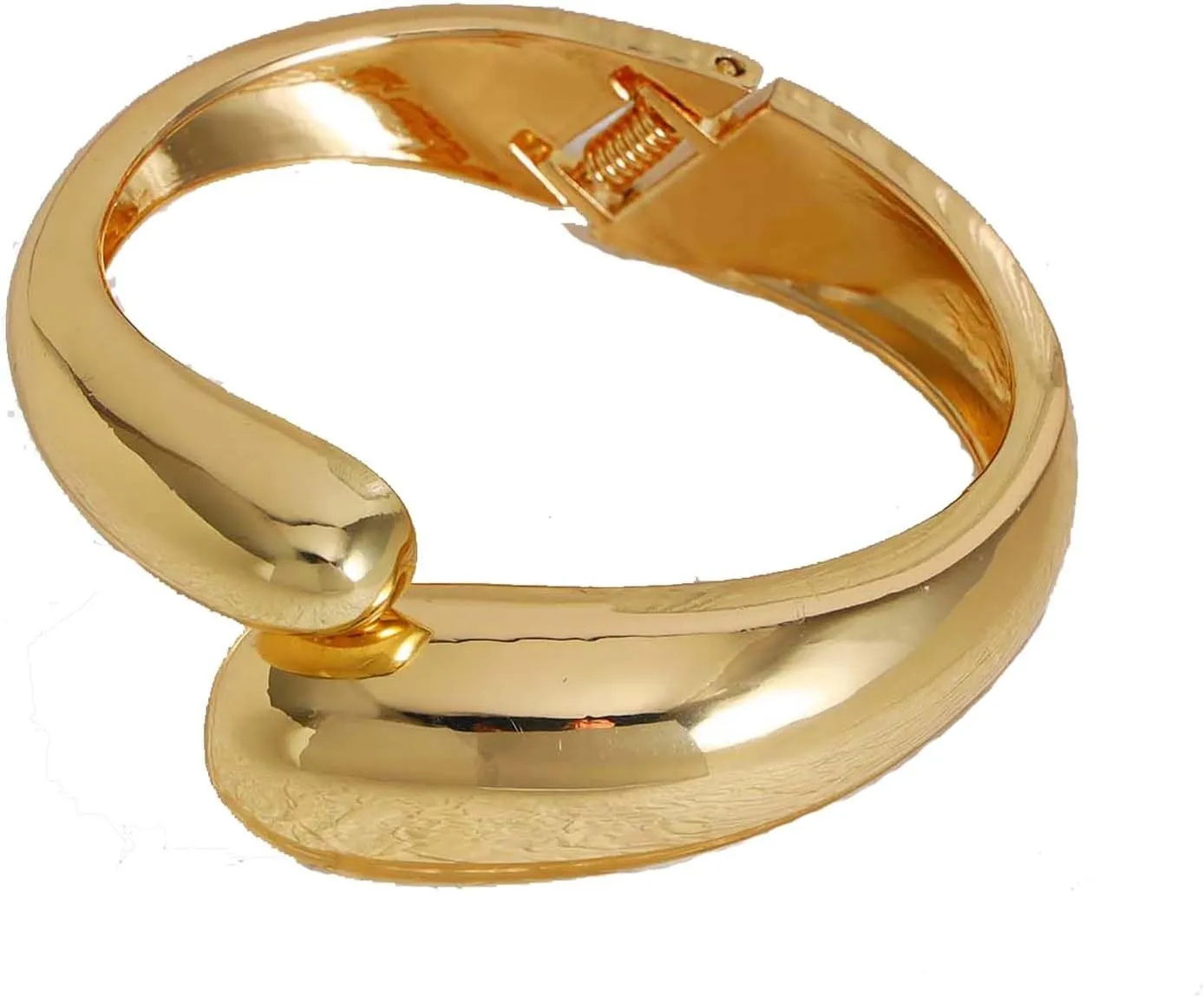 Gold Open Cuff Bangle Bracelet Wide Round Chunky Cuff Bracelet 18K Gold Plated