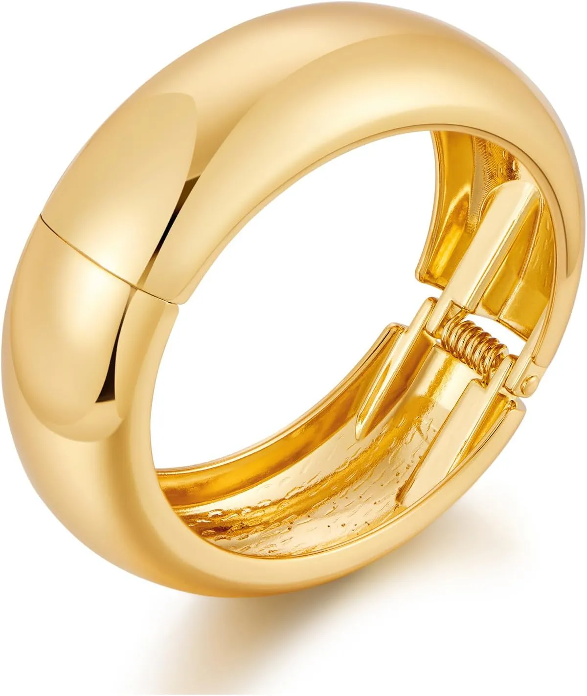 Gold Polished Chunky Bangle Bracelet for Women Hypoallergenic Valentines Gift for Women