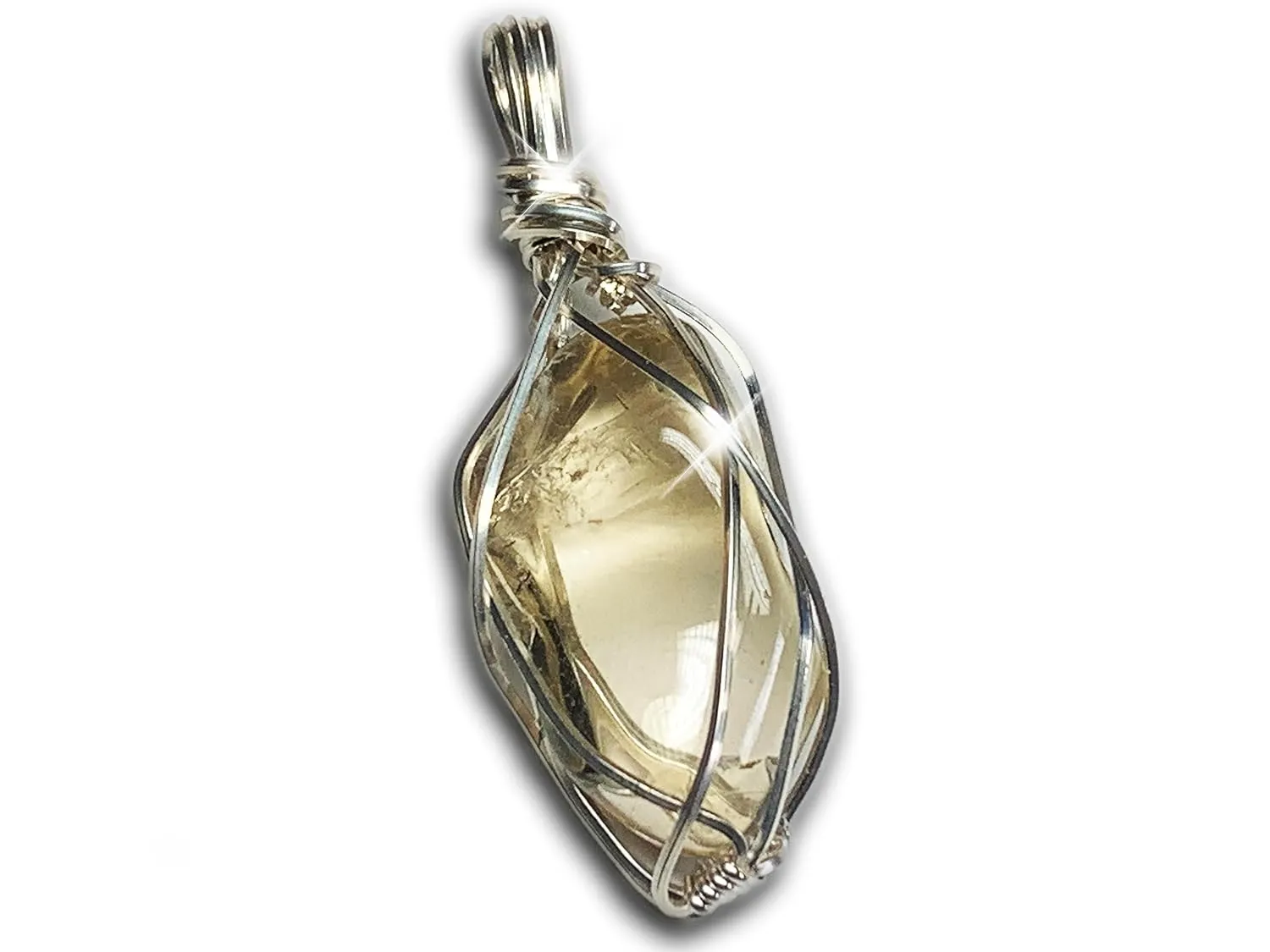 Golden Citrine Crystal Necklace pendant | Large Silver Handcrafted Natural Citrine Stone Necklace | Un-treated Citrine Birthstone solar plexus necklace gemstones C66 (Sterling Silver, Citrine, L)
