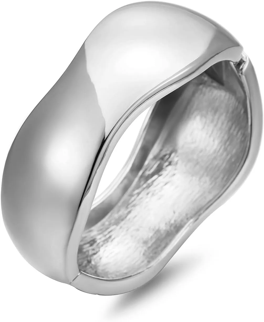 Gold/Silver Chunky Bangle Bracelets for Women Wide Cuff Bangle Wrist Cuff Bracelets Jewelry