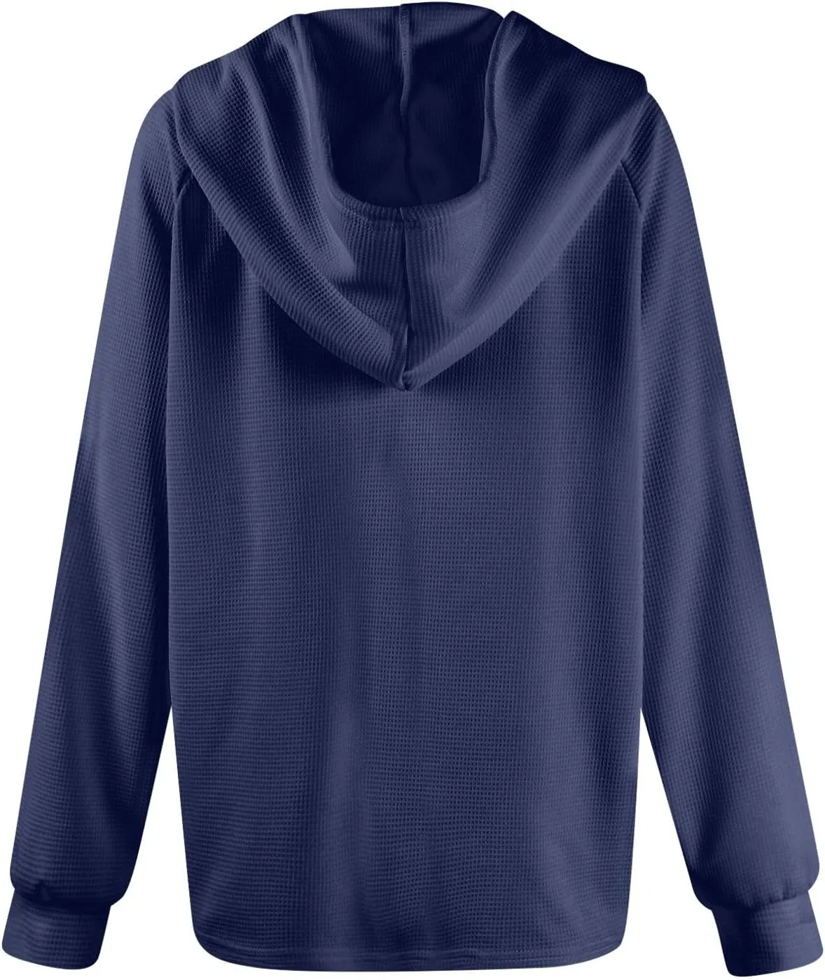 Gumipy Long Sleeve Shirts for Women Waffle V Neck Button Up Shirts Trendy Oversized Hoodies Tshirts Spring Casual Tunic Tops