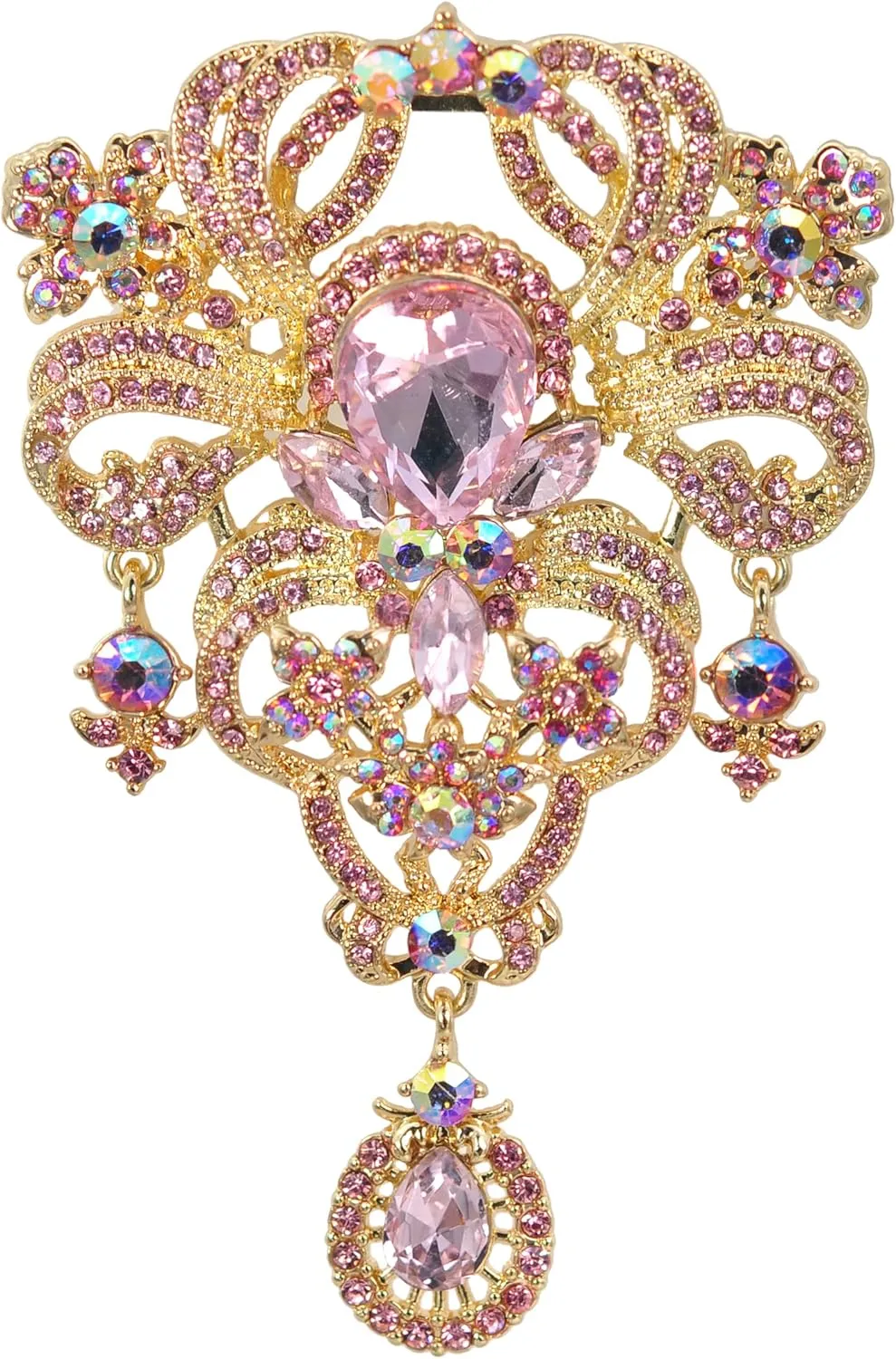 Gyn&Joy Wedding Bridal Colored Crystal Rhinestone Bouquet Brooch Pin