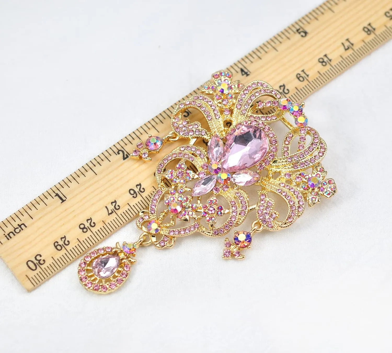 Gyn&Joy Wedding Bridal Colored Crystal Rhinestone Bouquet Brooch Pin
