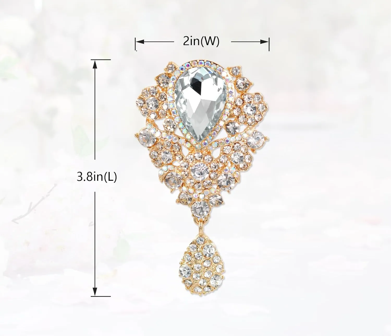 Gyn&Joy Women's Austrian Crystal Bouquet Flower Teardrop Large Gorgeous Brooch Pin