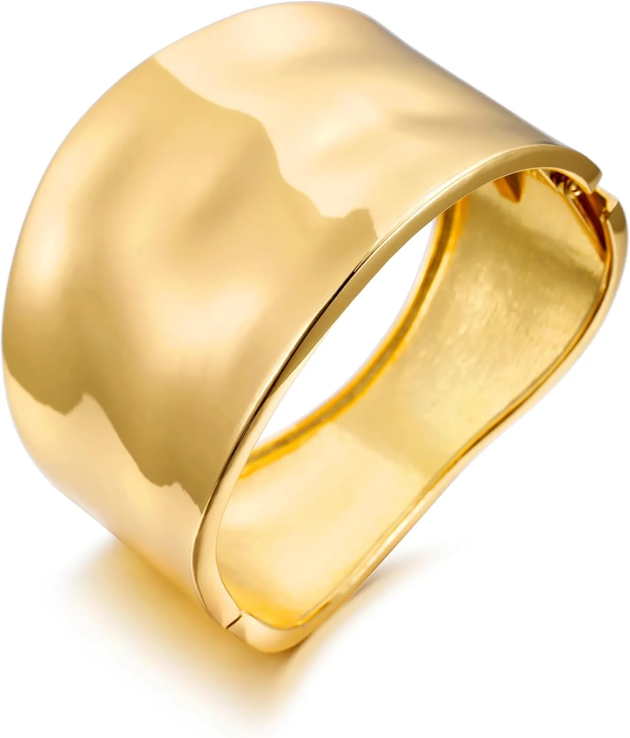 Hammered Chunky Gold Bangle Bracelets for Women Irregular Wide Thick Bracelet Open Hinged Bangle