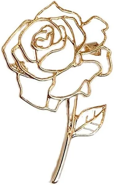 Hollow Rose Flower Brooch Pin for Women Dainty Petals Floral Lapel Pins Coat Sweater Corsage Shawl Scarf Buckle Sweater Cardigan Elegant Accessories Jewelry