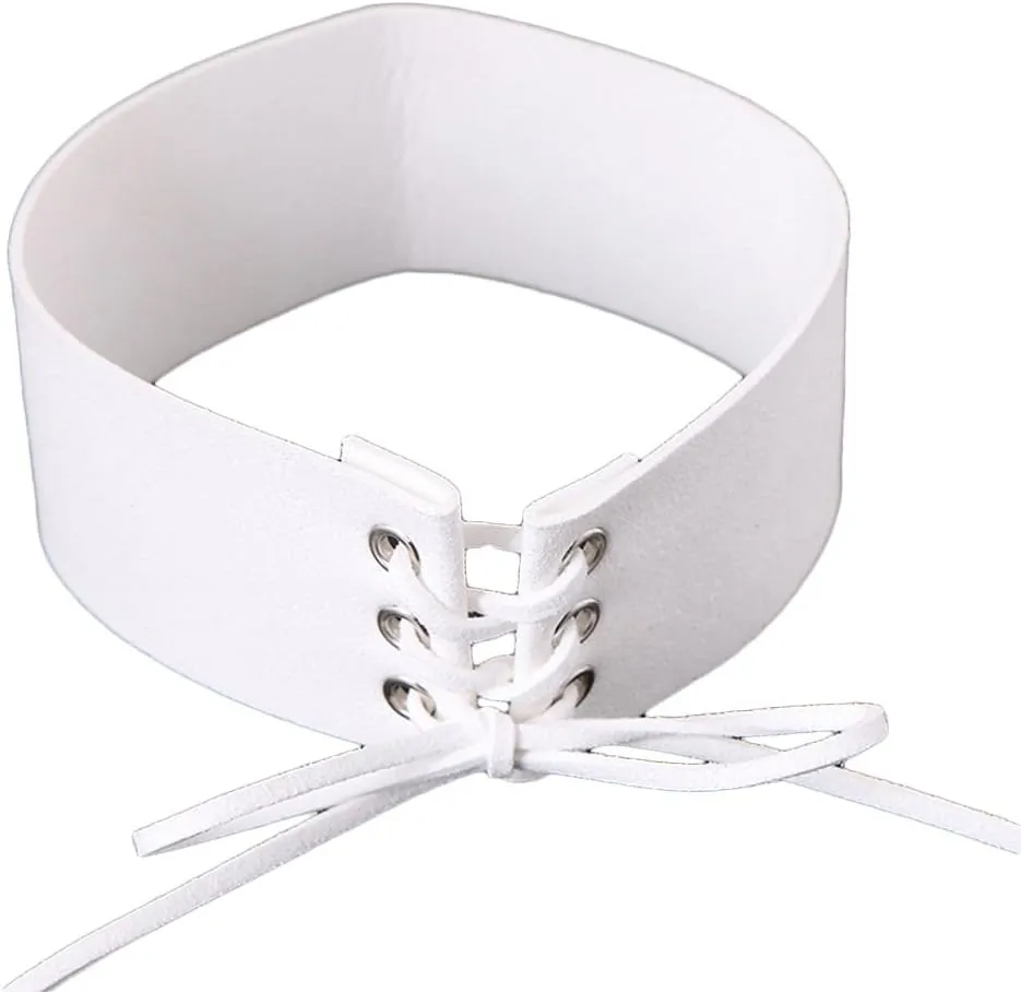 IDB Superior Faux Suede/Leather Tie Up Wide (1.6") Open Choker Necklace Strap - Multiple Colors to choose from