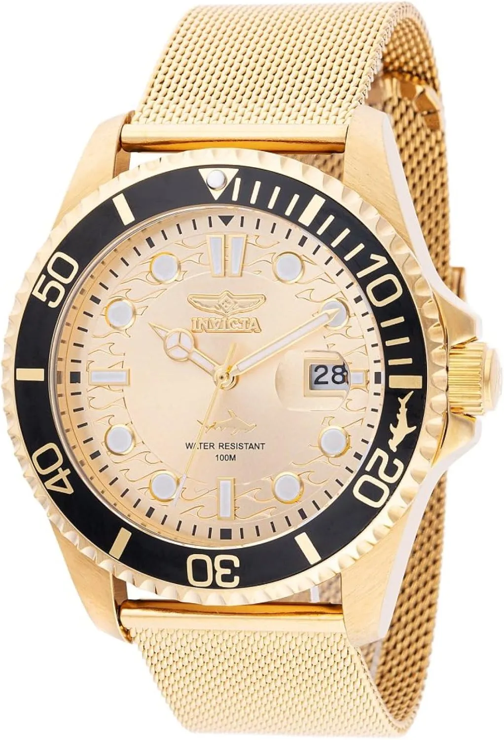 Invicta Pro Diver Men 43mm Stainless Steel Gold Gold dial PC32 Quartz