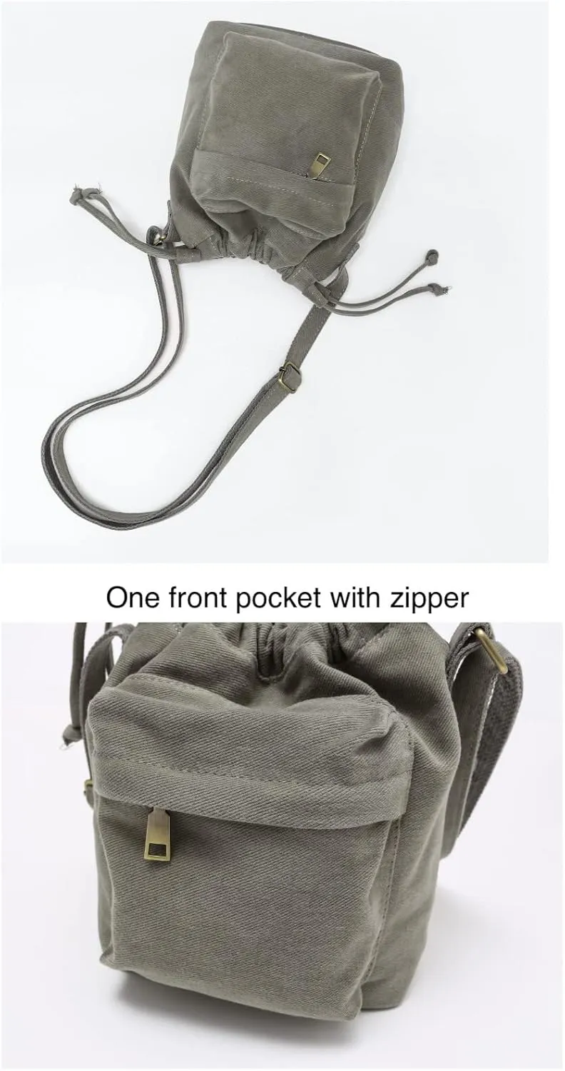 Jeelow Small Canvas Crescent Tote Handbag Mini Crossbody Cellphone Sling Bag Purses With Adjustable Strap & Zipper