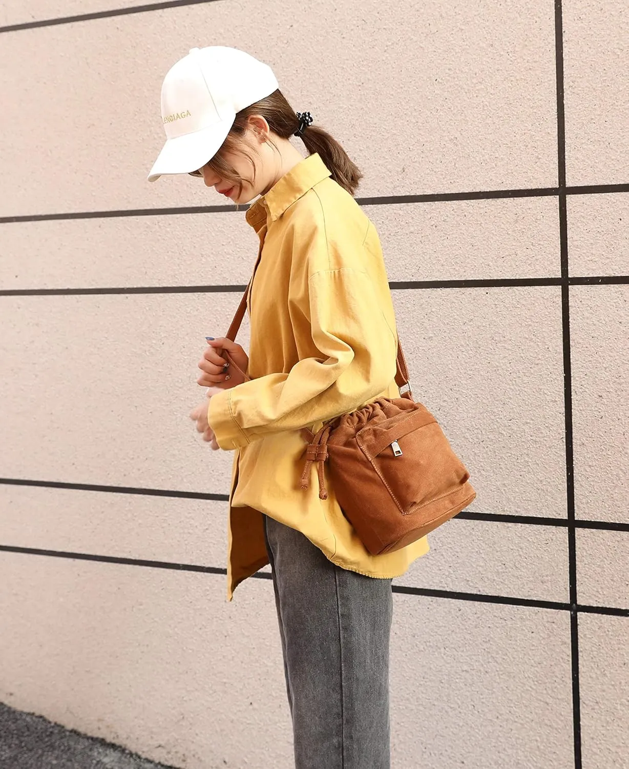 Jeelow Small Canvas Crescent Tote Handbag Mini Crossbody Cellphone Sling Bag Purses With Adjustable Strap & Zipper