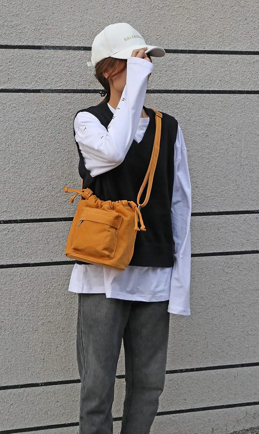 Jeelow Small Canvas Crescent Tote Handbag Mini Crossbody Cellphone Sling Bag Purses With Adjustable Strap & Zipper