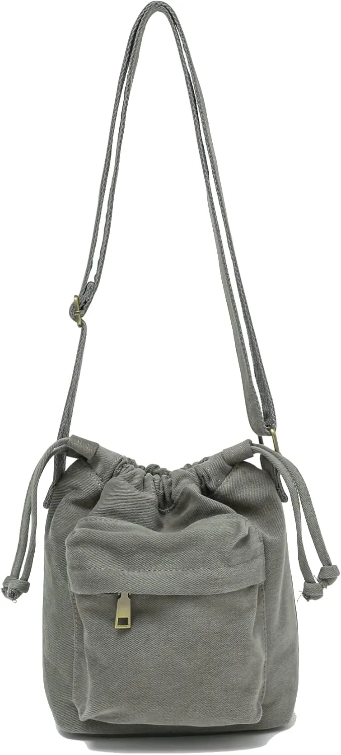 Jeelow Small Canvas Crescent Tote Handbag Mini Crossbody Cellphone Sling Bag Purses With Adjustable Strap & Zipper
