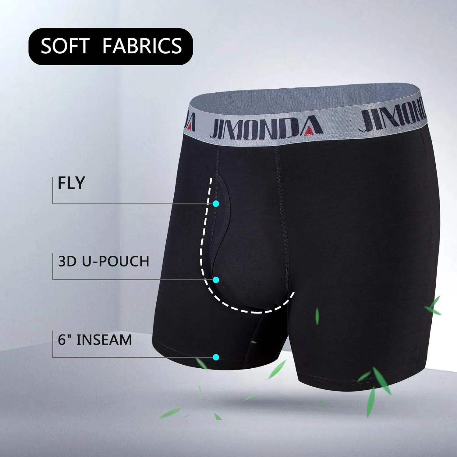 Jimonda Soft Underwear Pack Mens Breathable Bamboo Rayon & Copper Fibre Boxer Briefs Fly Front with Pouch