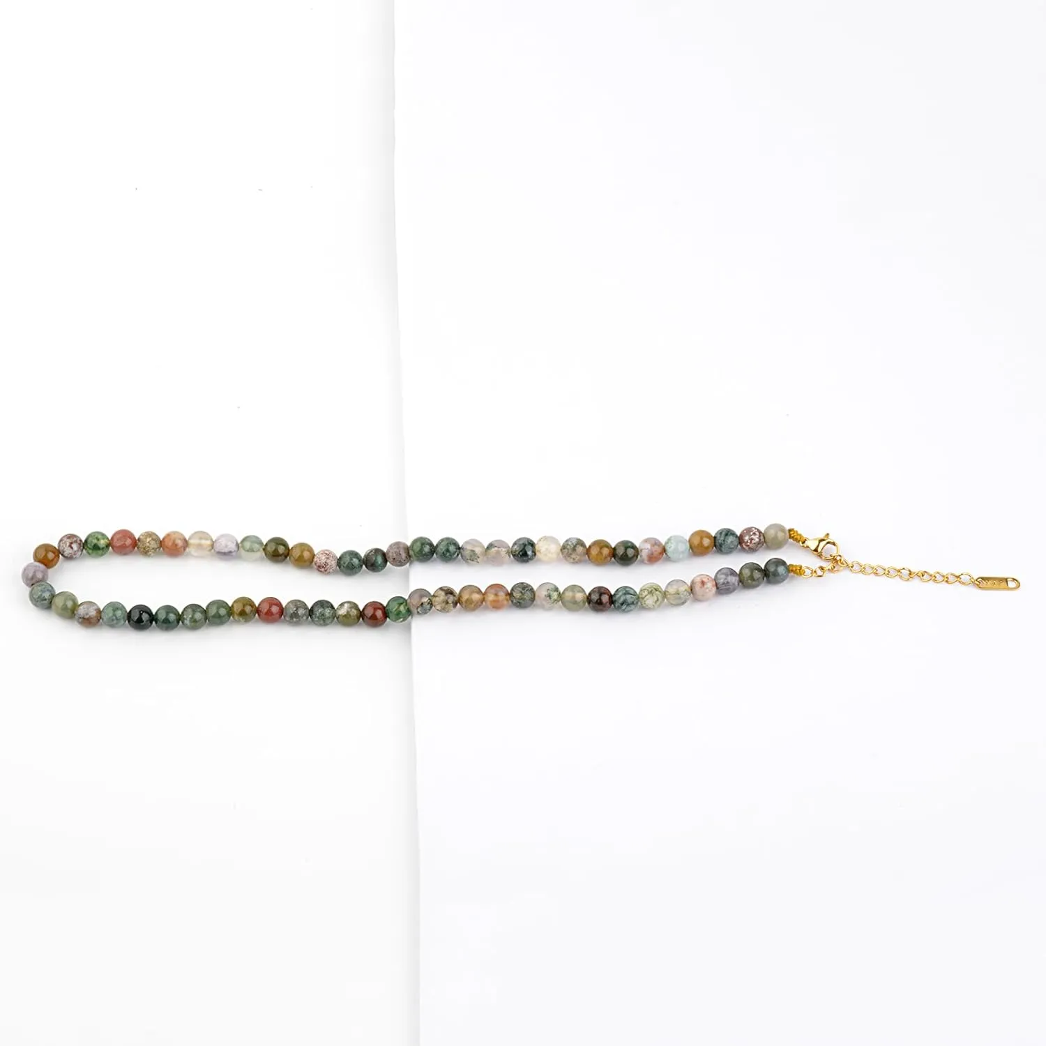 KIKLA Semi Precious Stone Beaded Choker Necklace 18K Gold Plated Natural Stone Strand Necklace Short Necklaces for Women