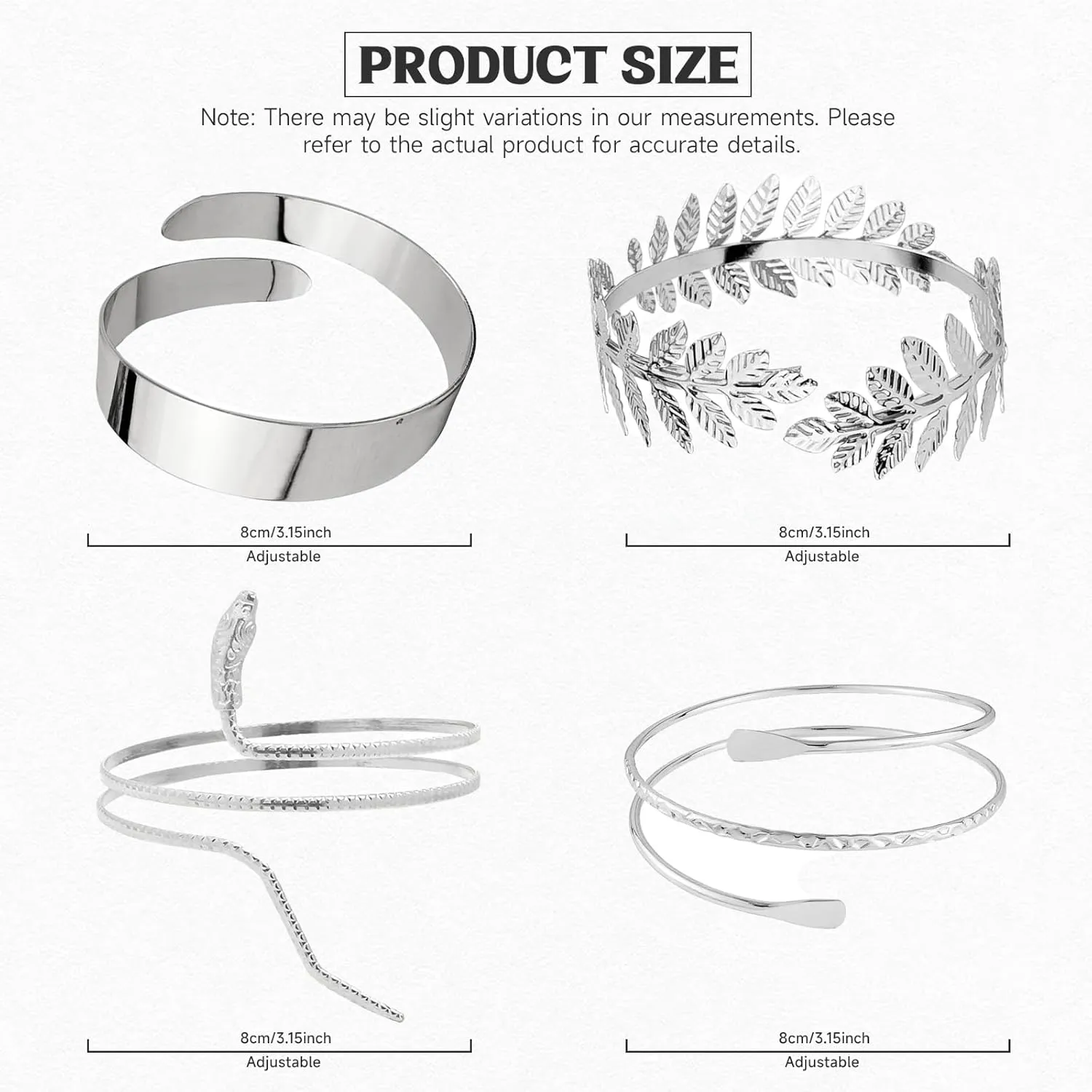 KJMYYXGS 4 Pcs Gold Silver Upper Arm Cuff Jewelry for Women, Arm Bracelet Upper Arm Bangles for Women Minimalist Jewelry Gift